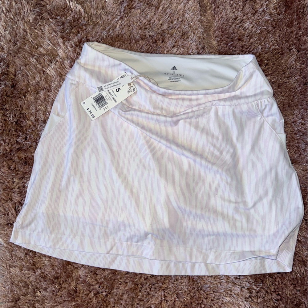 Adidas White and Pink Patterned Skirt